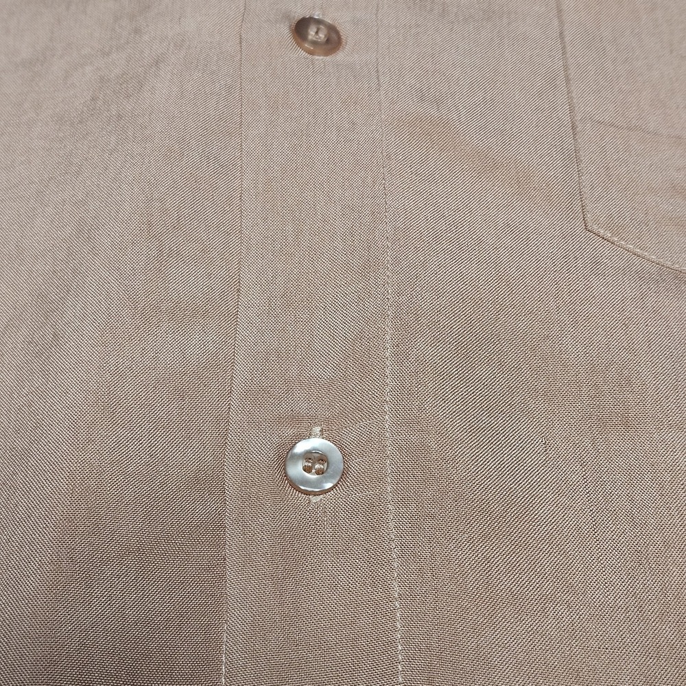 Vintage FAGA By FYI 100% Silk MED Button Up Mens Shirt Salmon Short Sleeve Y2K - Picture 6 of 8